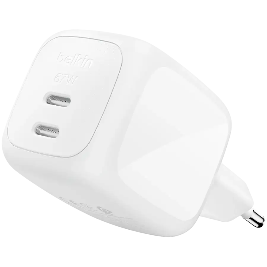 Incarcatoare - Incarcator BELKIN 67w Dual USB-C PD cu PPS, Alb
