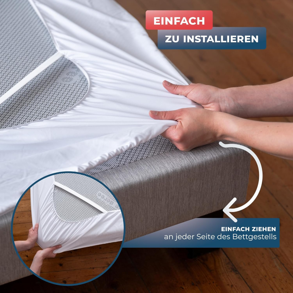 Husă cadru pat 160x200 cm WRAPPYBAG, elastică, acoperire completă, OEKO-TEX – Taupe [3]