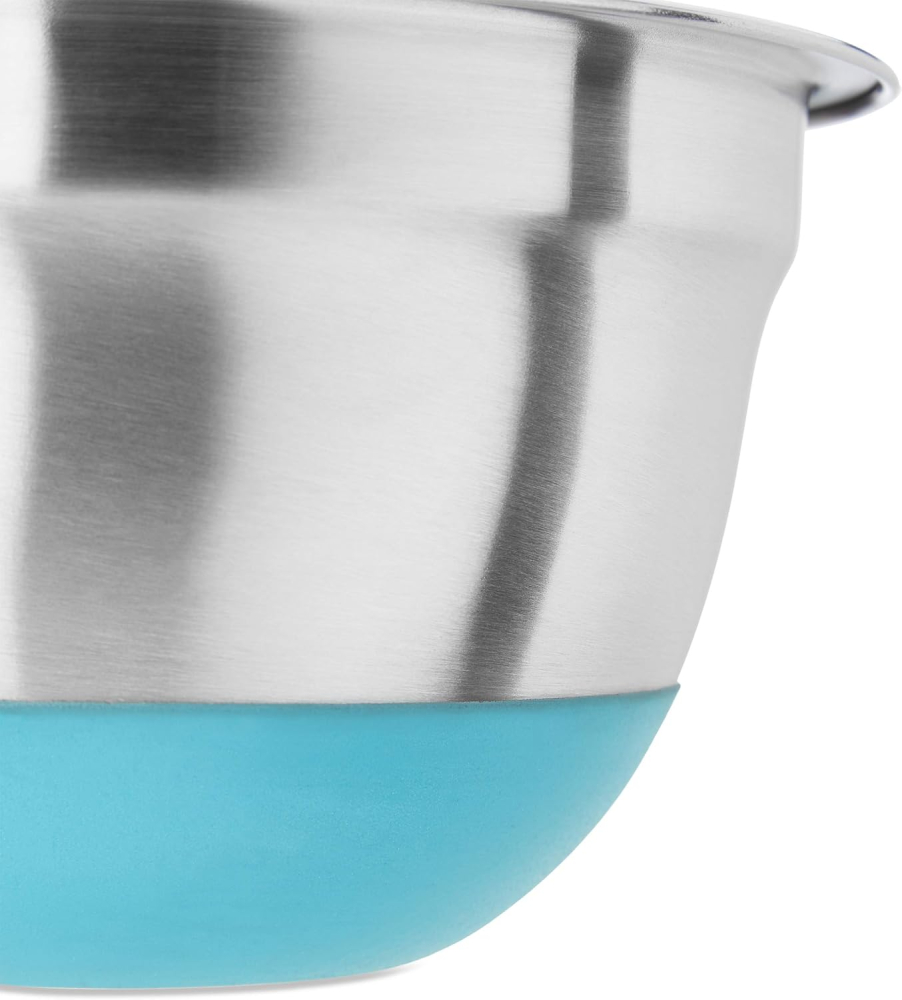 Set 3 Boluri Relaxdays din Inox cu Bază Antiderapantă, Albastru – Boluri de Mixare în 3 Mărimi [3]