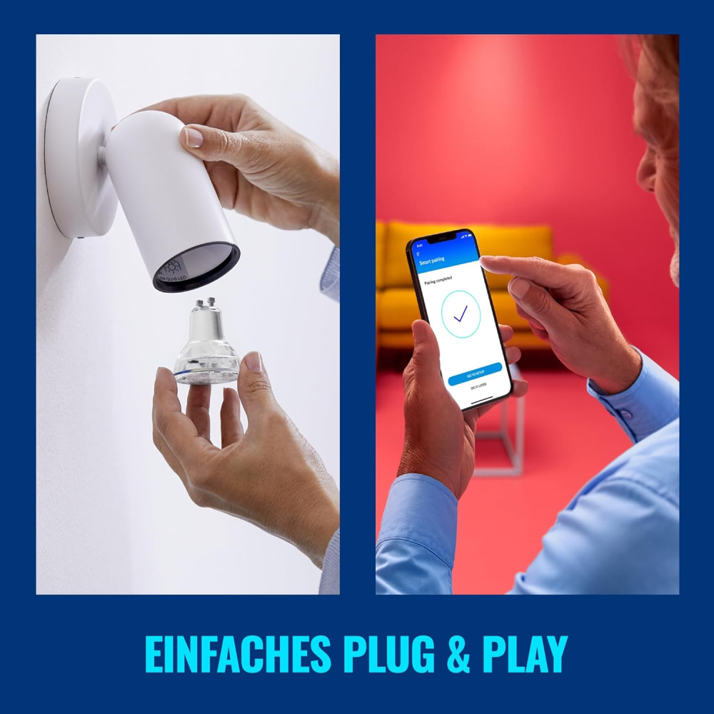 WiZ GU10 Smart LED – Set 4, 16M Culori, Alb Reglabil, WiFi, Compatibil Alexa & Google [4]