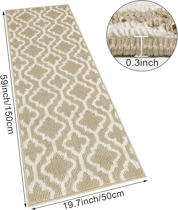 Covor-Șervețel SHACOS, Runner 50 x 150 cm, Antiderapant, Bej – Pentru Hol, Bucătărie, Intrare, Living [4]