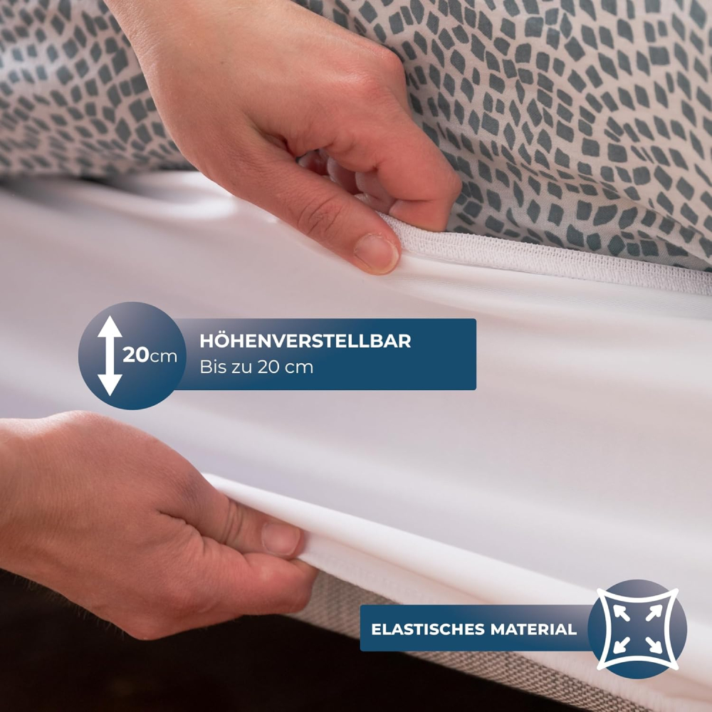 Husă cadru pat 160x200 cm WRAPPYBAG, elastică, acoperire completă, OEKO-TEX – Taupe [2]