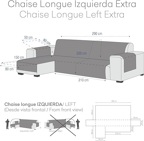 Husă Canapea Colțar cu Șezlong Eysa Valkiria, 290 cm, Șezlong în Stânga (Vedere Frontală), Culoare 03 – Blue 3 [3]