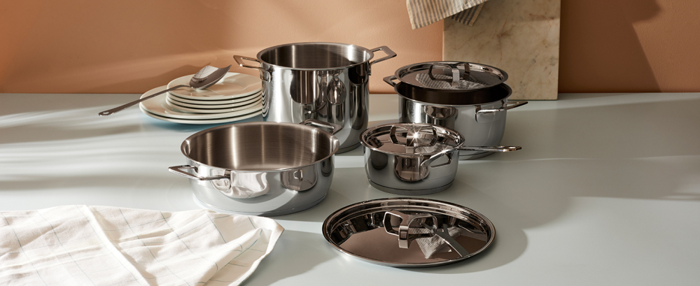 Set oale inox 18/10 cu bază aluminiu – 6 piese premium, design profesional Made in Italy – Alessi Pots & Pans [2]