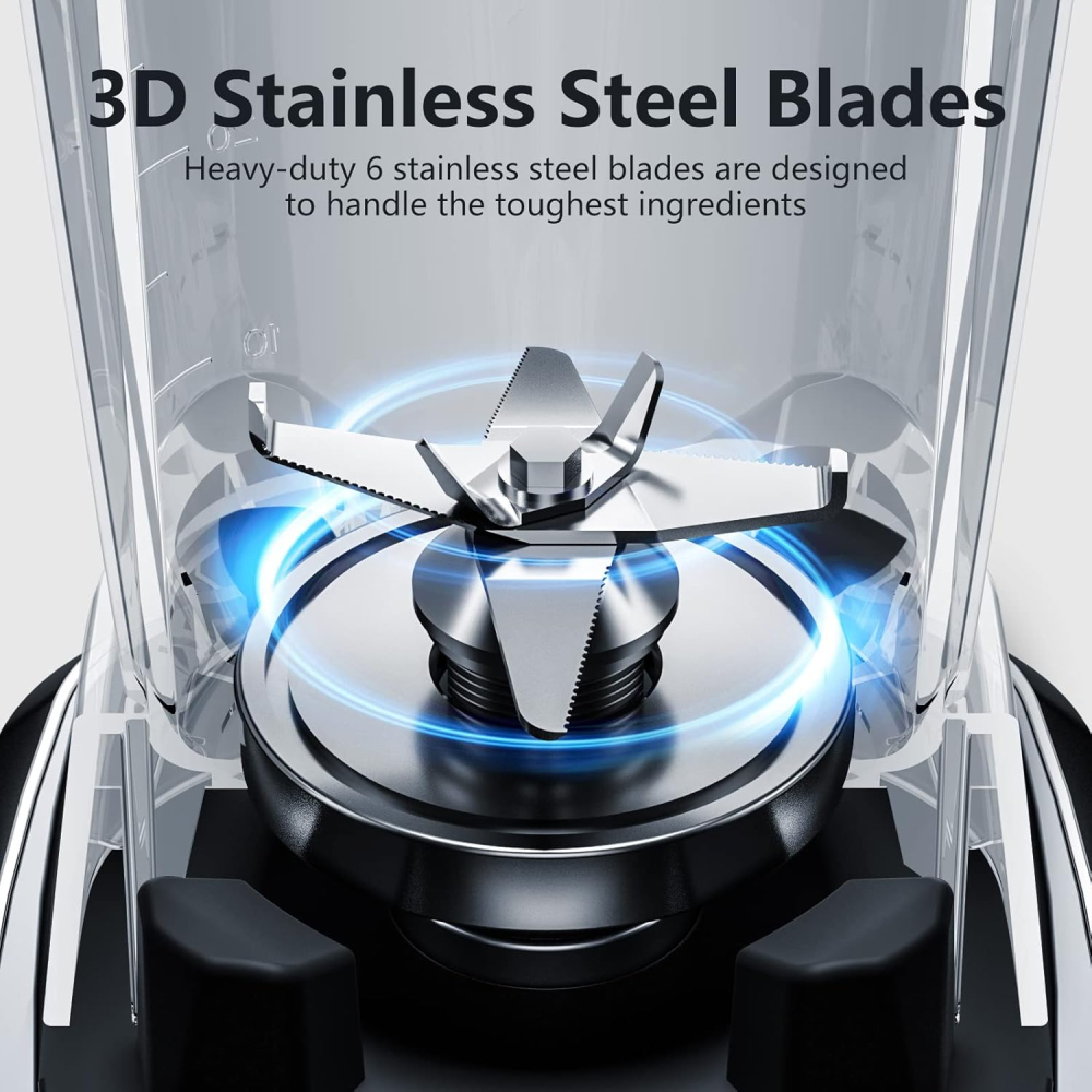 Blender profesional 1800W cu 2 recipiente (1850 ml + 600 ml) și 6 lame inox – 22.000 rpm – AMZCHEF 2-în-1 (Resigilat) [4]