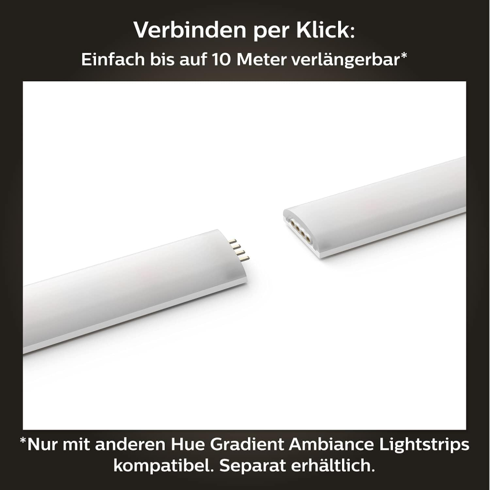 Bandă LED inteligentă Philips Hue Gradient Lightstrip Ambiance – Extensie 1 m, White & Color RESIGILAT - NOU [2]
