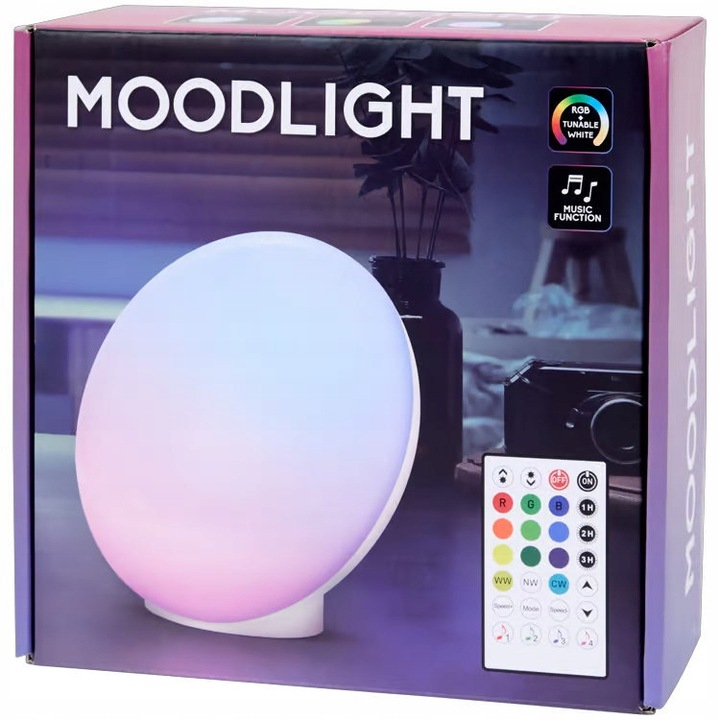 Bec LED Moodlight multicolor cu telecomandă și senzor muzical – reglaj lumină 1800–5000K [1]