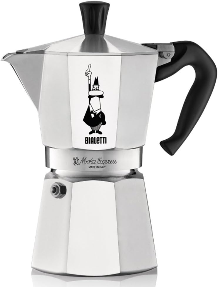 ☕ Bialetti Moka Express – Cafetieră italiană din aluminiu, 4 cești (190 ml), mâner anti-arsură, argintie [2]