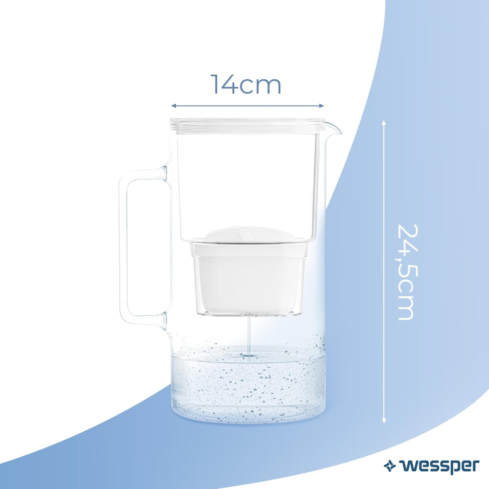 Wessper Cană Filtrantă 3L Sticlă + Display LED – Carbon Activ & Rășină Ionică, BPA-Free [4]