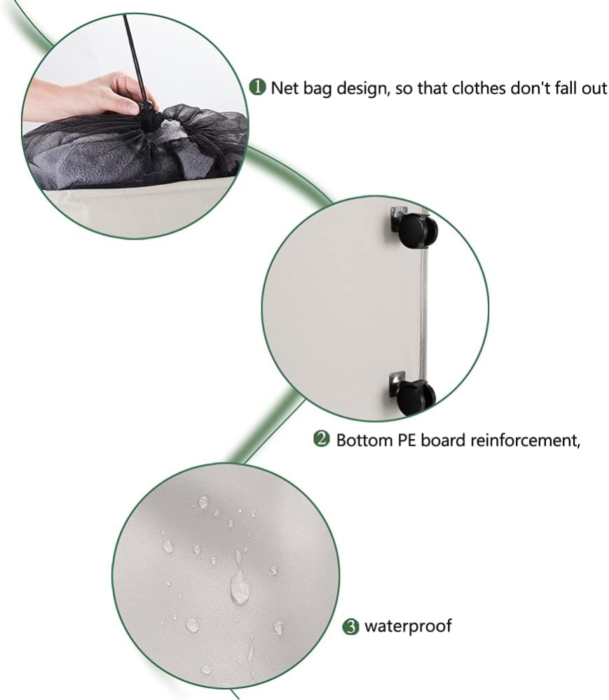 Coș de Rufe Îngust, Pliabil, Impermeabil, cu Roți – Colector de Rufe pentru Dormitor, Casă, Hotel, 39 x 18,5 x 58 cm [2]