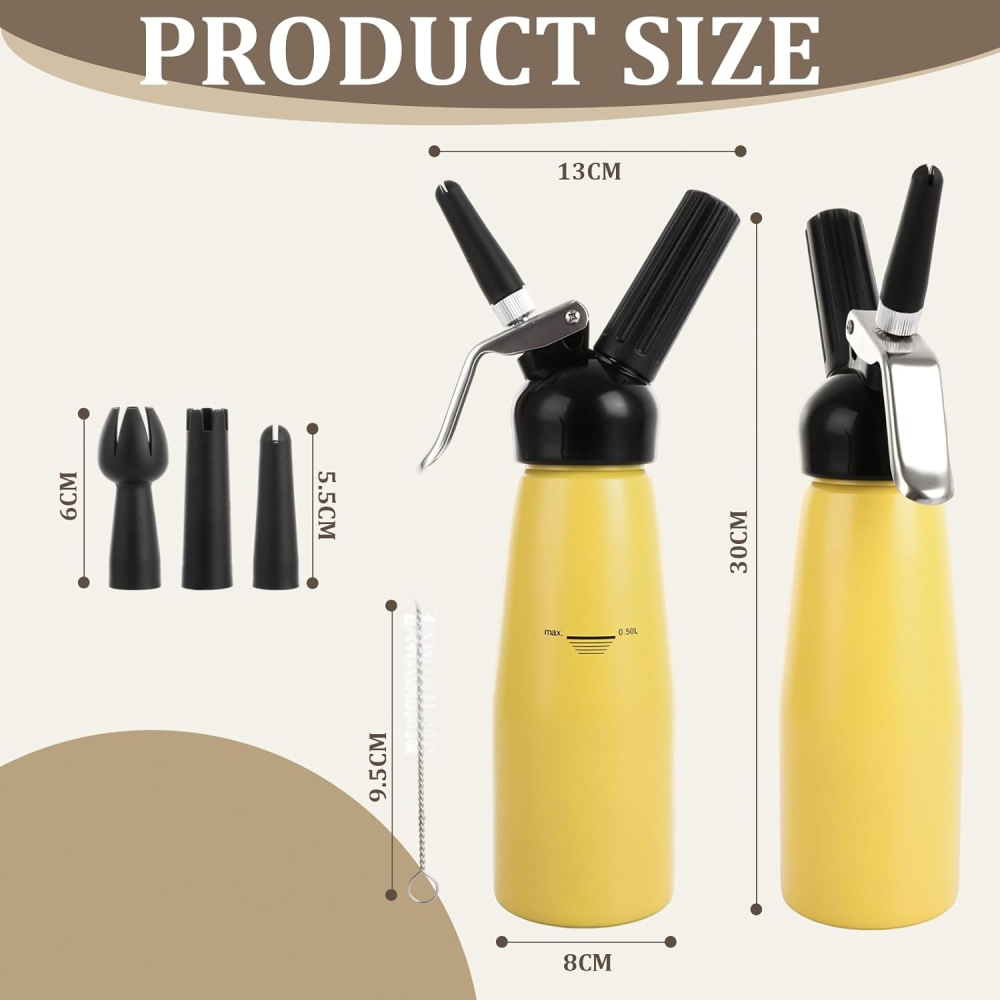 ASelected Dispenser Frișcă Profesional 500 ml – Aluminiu, 3 Duze Inox, Anti-Scurgere [5]