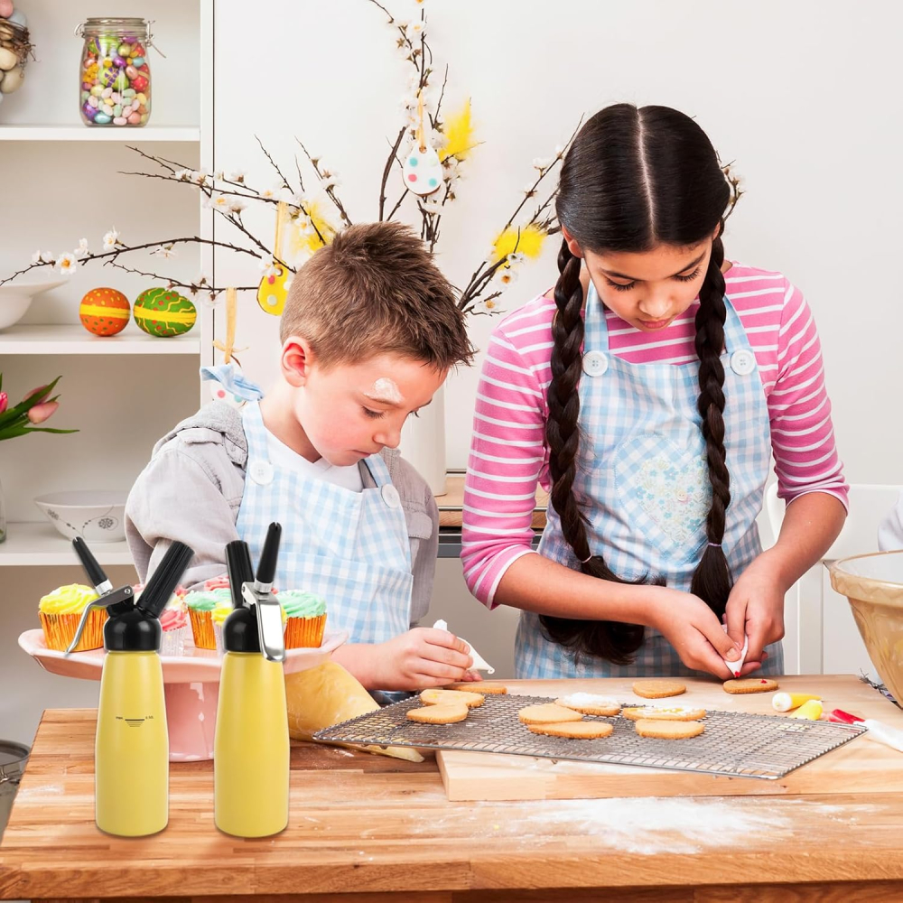 ASelected Dispenser Frișcă Profesional 500 ml – Aluminiu, 3 Duze Inox, Anti-Scurgere [4]