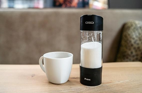 Dozator de Zahăr GSD 32026, Negru & Acrilic – Sugar Dispenser Modern, cu Dozare la Buton, 10 x 10 x 18 cm [2]