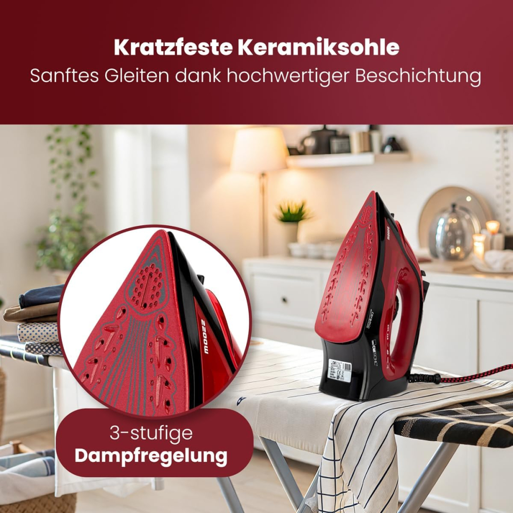 Fier de Călcat cu Abur 2200W – Clatronic DB 3752, Talpă Ceramică, Anti-Calcar [3]