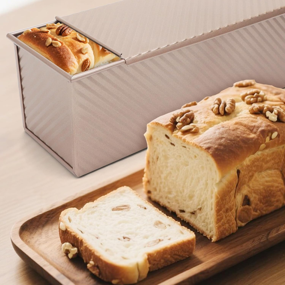 Formă de Copt Pâine cu Capac – 1000 g, Rose Gold, 31 × 11 × 11 cm | Antiaderentă, cu Orificii de Aerisire [2]