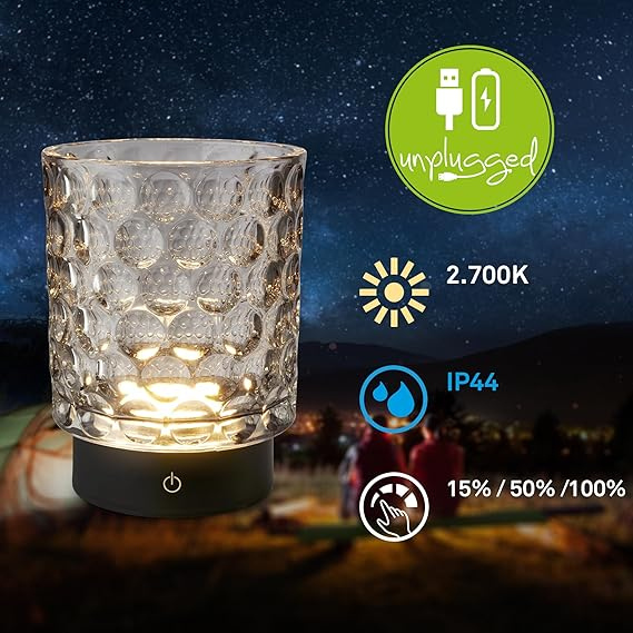 Lampă LED Wireless din Sticlă, Touch 3 Trepte, IP44 – BRILONER [3]