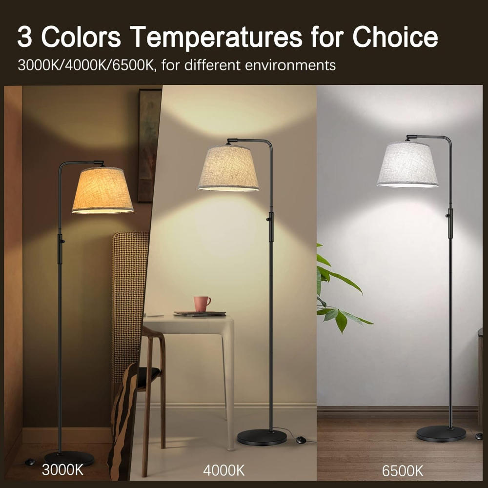 Lampă Podea LED Dimmabilă cu 3 Culori & Cap Rotativ – 9W Modernă [3]