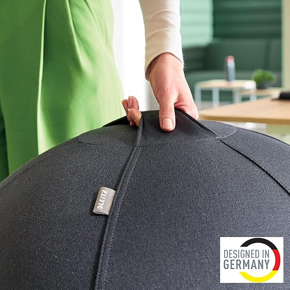 Minge de Birou Ergonomică cu Funcție Anti-Roll Leitz Ergo Active – Ø 75 cm, Husă Textilă, Gri Închis [3]