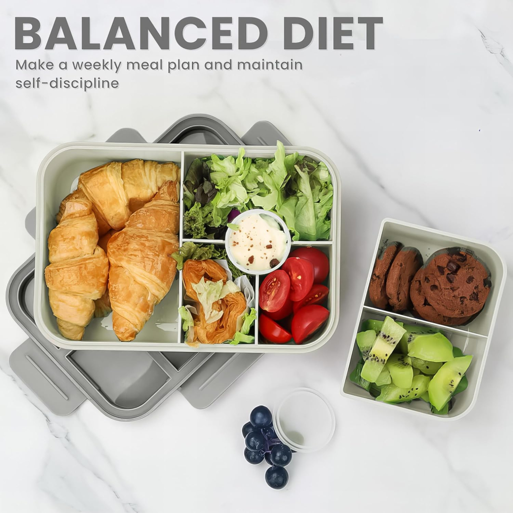 Bugucat Lunch Box Copii 1300 ml – Bento Box Etanș cu 5 Compartimente, BPA-Free [4]