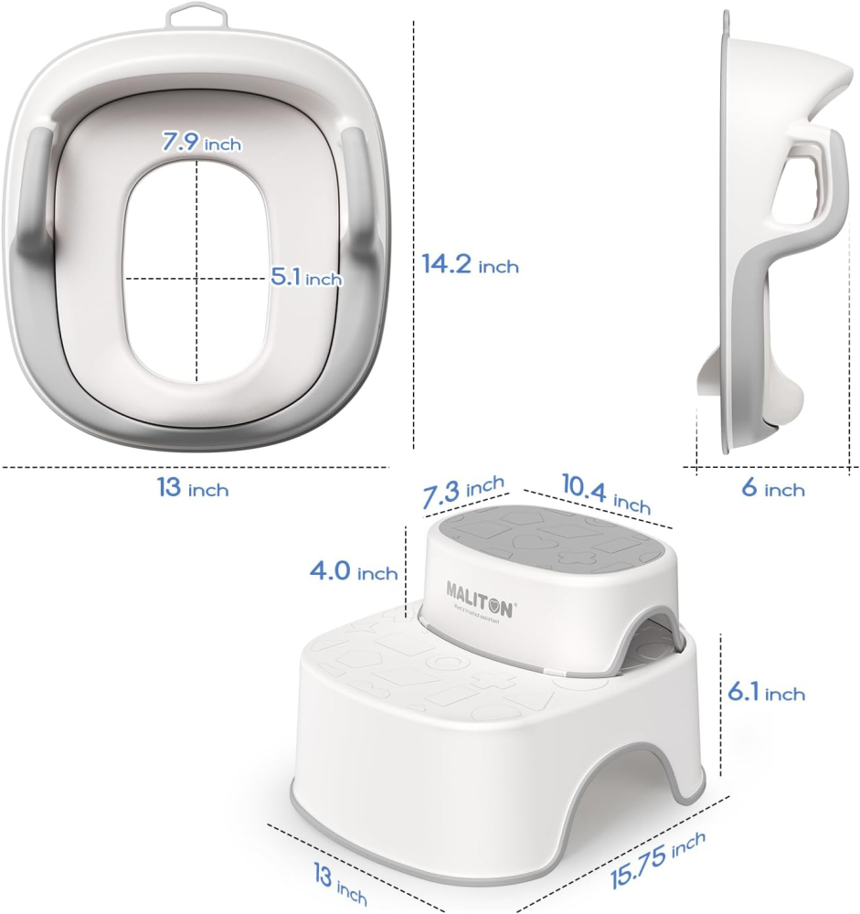 Scaun de toaletă pentru copii cu treaptă dublă, reglabil 1–8 ani – stabil și antiderapant – Maliton [4]