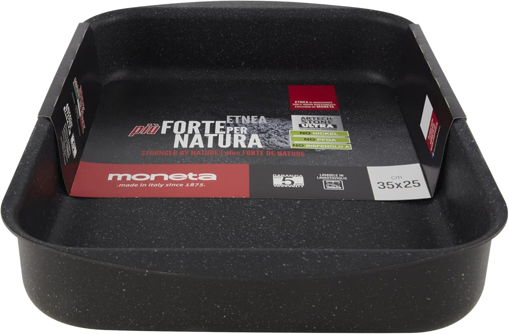 Tavă lasagna 35×25 cm antiaderentă, efect piatră – aluminiu gros, rezistentă și profesională – Moneta Etnea [3]