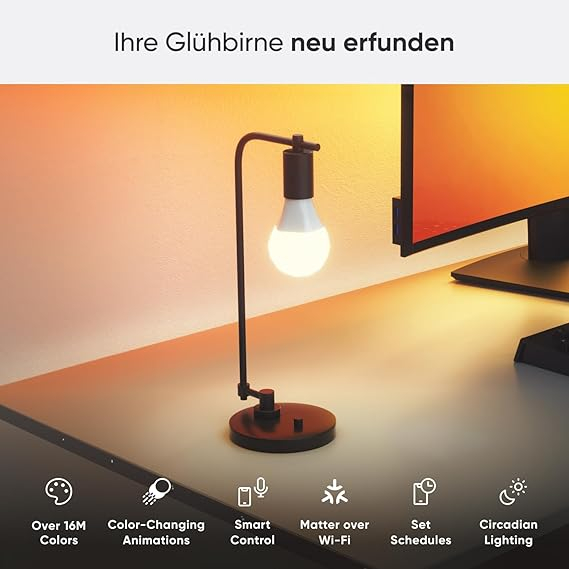 Set 4 BecurI Smart E27 RGBW, Nanoleaf Matter Essentials – Wi-Fi, 16 Milioane de Culori, Compatibile Alexa / Apple / Google Home [2]