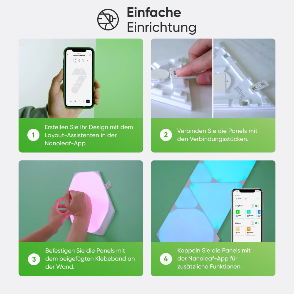 Panouri Luminoase Inteligente RGBW – Nanoleaf Shapes, Modular, Muzică & Touch [6]