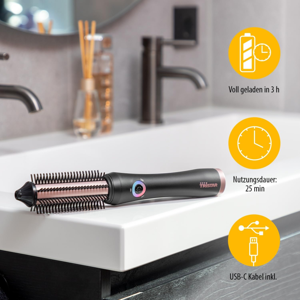Perie de Styling Fără Fir Tristar HD-2503 – Ceramică, 3 Temperatură, Autonomie 30 min [3]