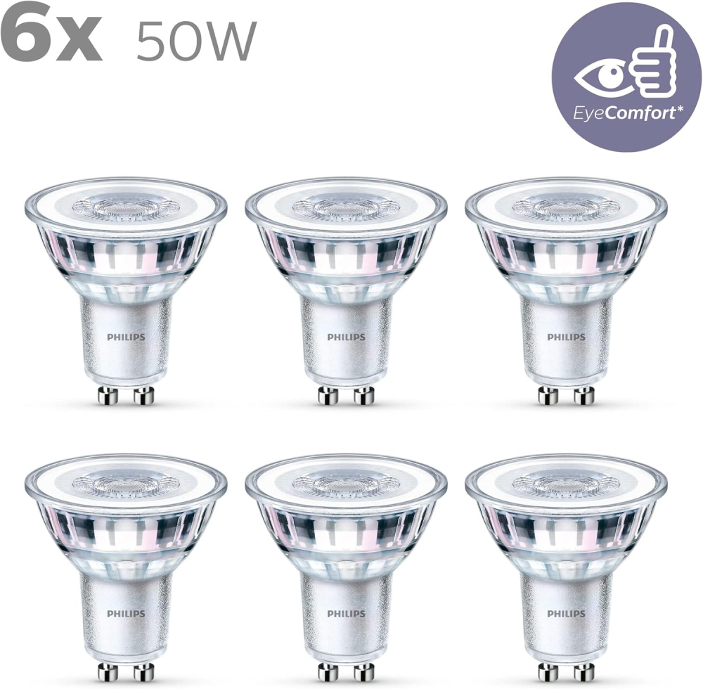 Philips LED Classic GU10 – Set 6 Spoturi 2700K, Eficiente & Durabile, 50W Echivalent [2]