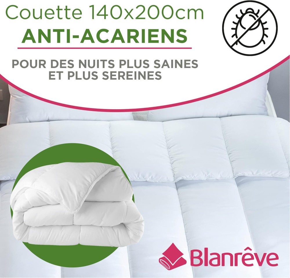 Pilotă Anti-Acarieni 140×200 cm – Blanrêve Sérénité 300 g/m², Fabricată în Franța [3]