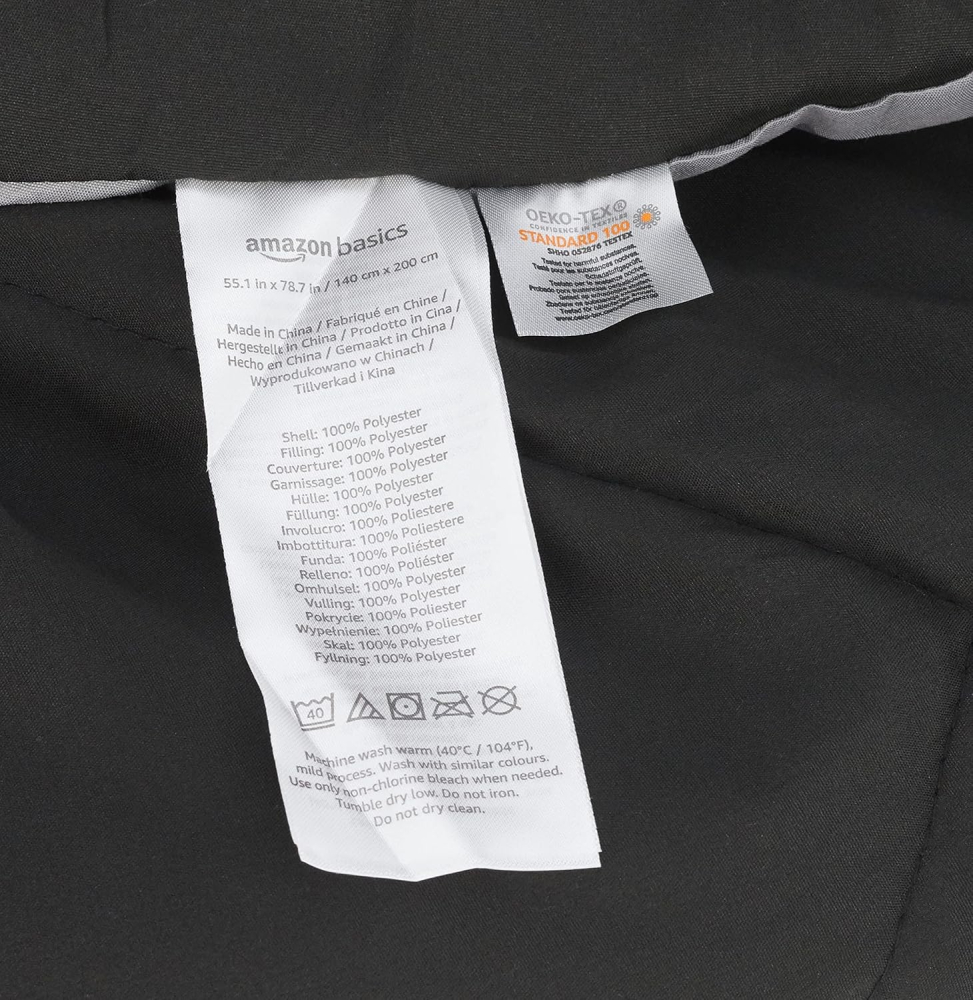 Pilotă Reversibilă 140×200 cm, Microfibră – Amazon Basics Gri/Negru [4]