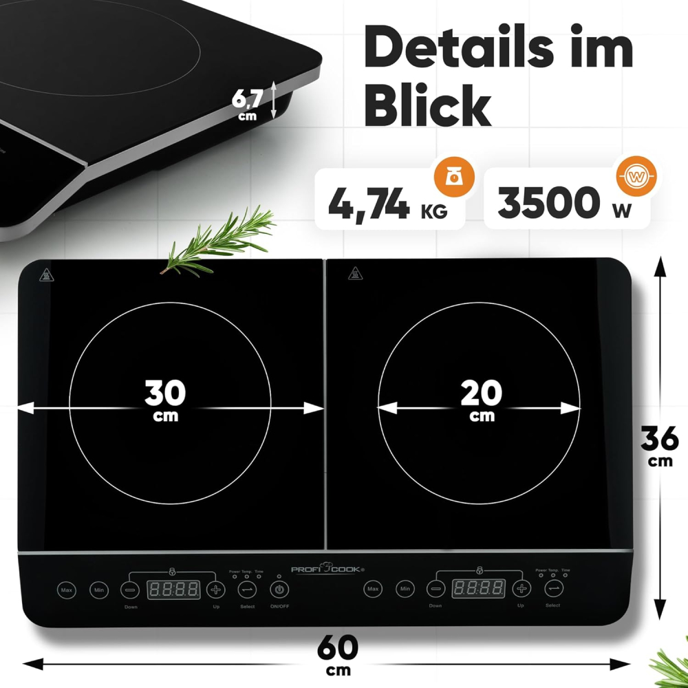 ProfiCook PC DKI 1067 – Plită dublă cu inducție, 10 trepte, timer 180 min, control tactil [4]