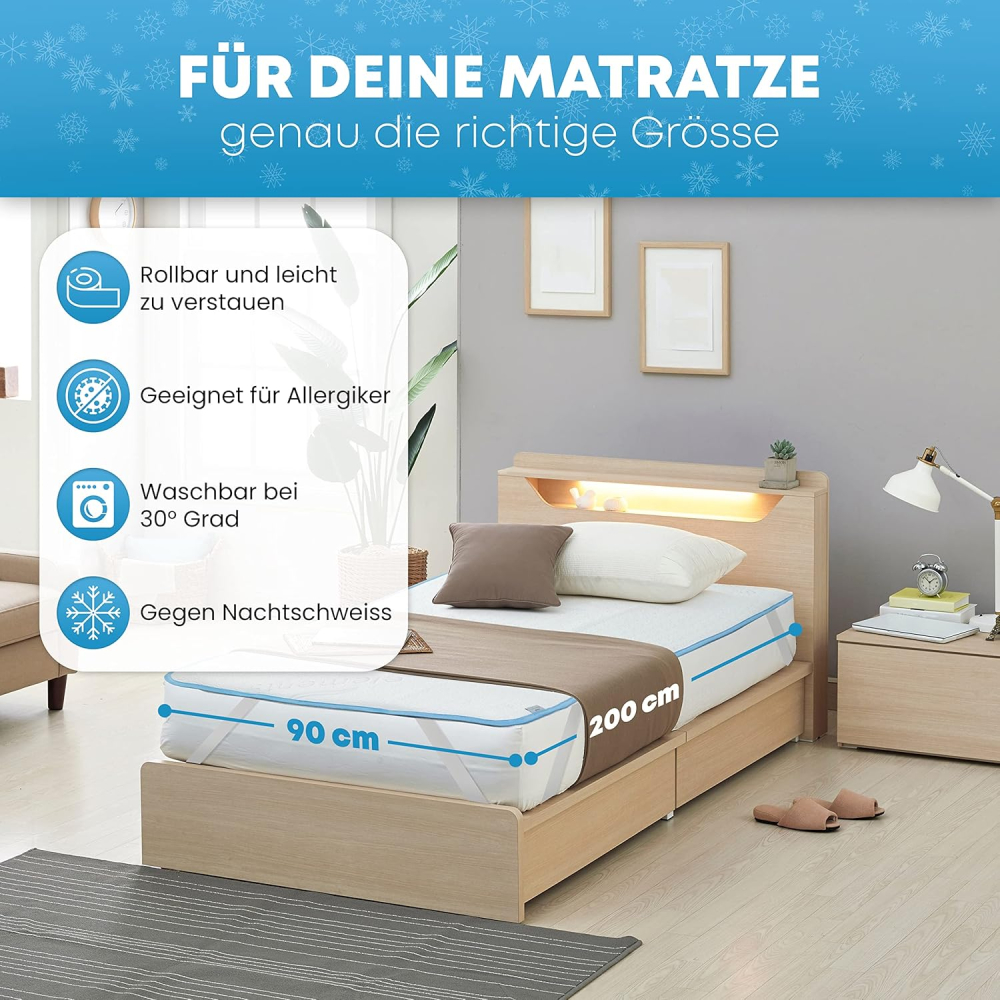Protecție Saltea Premium cu Efect de Răcire – Topper Climatizant pentru Nopți Fierbinți, 80 x 200 cm [3]