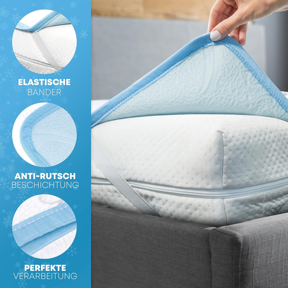 Protecție Saltea Premium cu Efect de Răcire – Topper Climatizant pentru Nopți Fierbinți, 80 x 200 cm [2]