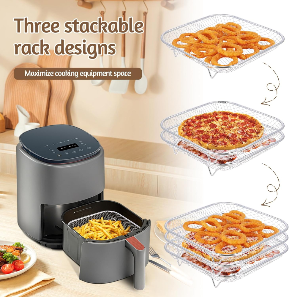 Raft Air Fryer Inox 304 – 3 Niveluri, Compatibil Cosori/Ninja, Deshidratare & Gătire Uniformă [2]