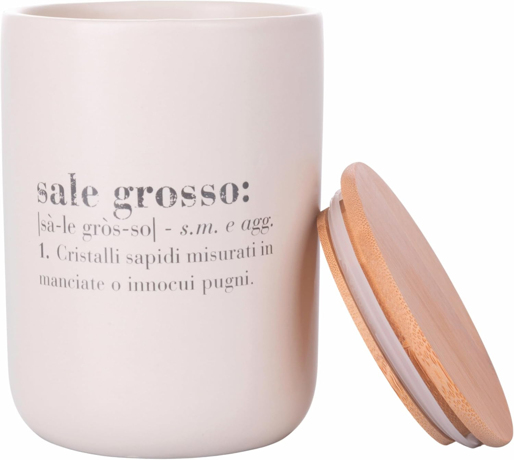 Recipient ceramic pentru sare cu capac din bambus, 700 ml – Villa d'Este Home Tivoli Victionary [3]