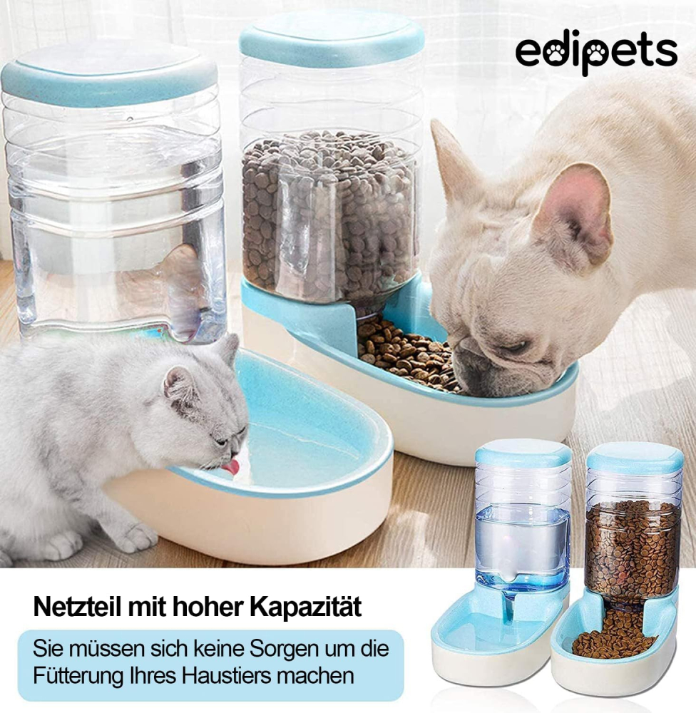 Dispenser Automat Hrană & Apă 3.8L – Set 2 Unități | Edipets Blue [3]