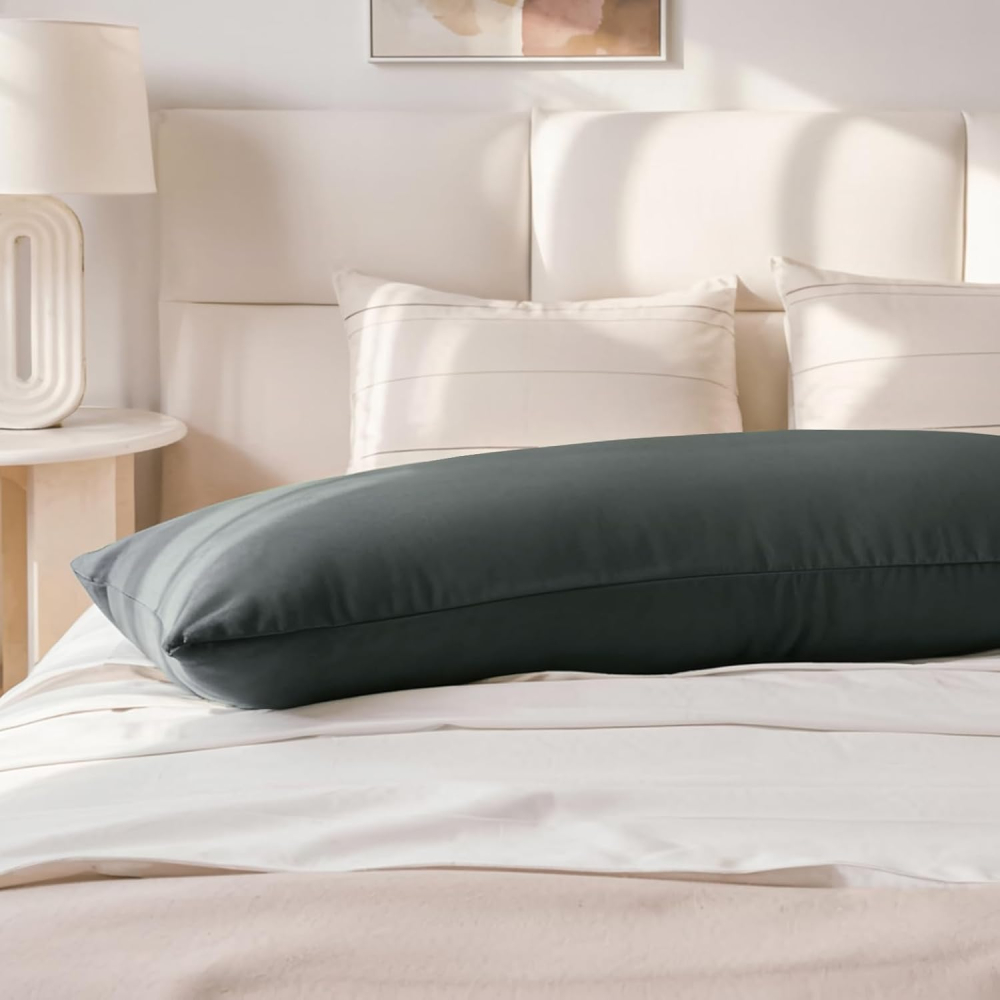 Set 2 Fețe de Pernă 40×145 cm – Microfibră Moale, Gri Antracit, OEKO-TEX – RUIKASI [4]