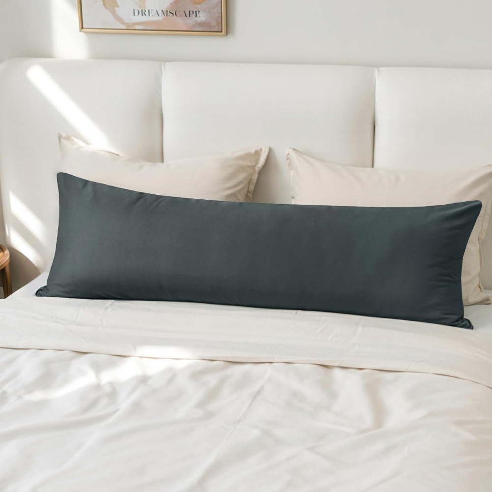 Set 2 Fețe de Pernă 40×145 cm – Microfibră Moale, Gri Antracit, OEKO-TEX – RUIKASI [3]