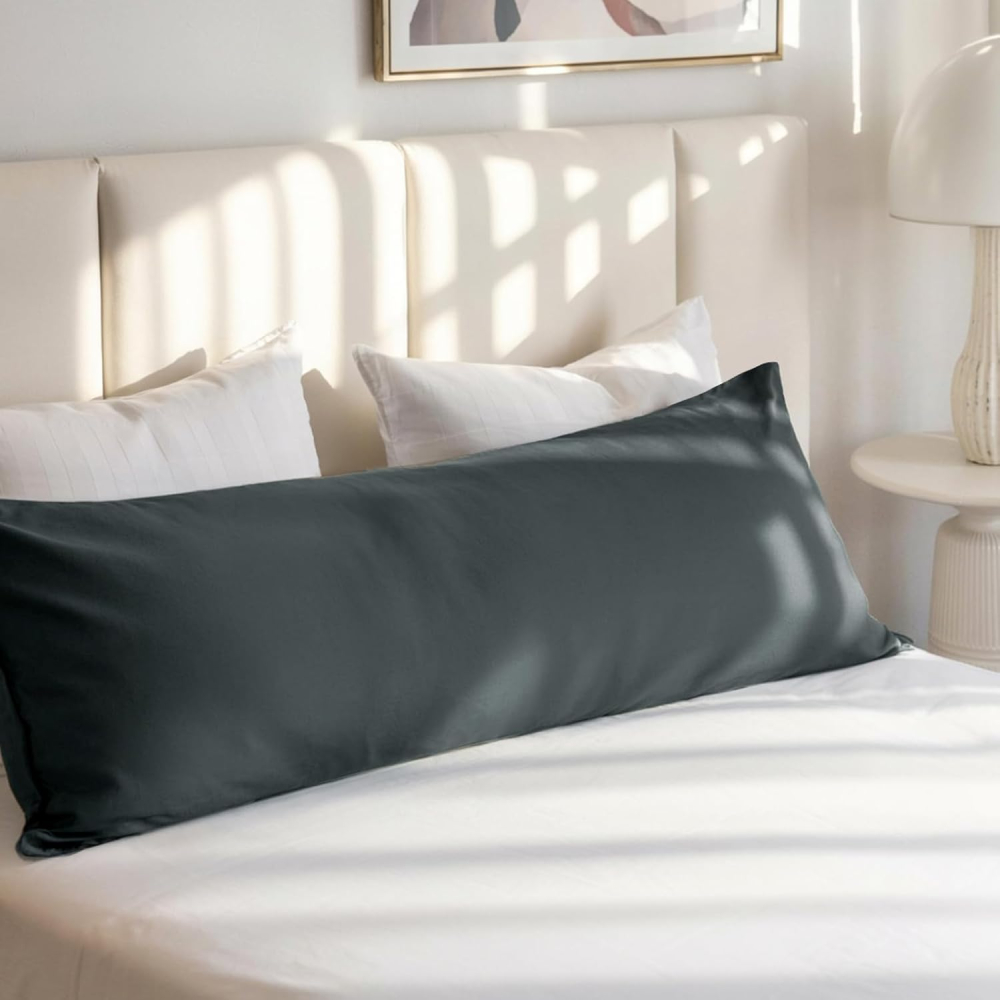 Set 2 Fețe de Pernă 40×145 cm – Microfibră Moale, Gri Antracit, OEKO-TEX – RUIKASI [2]