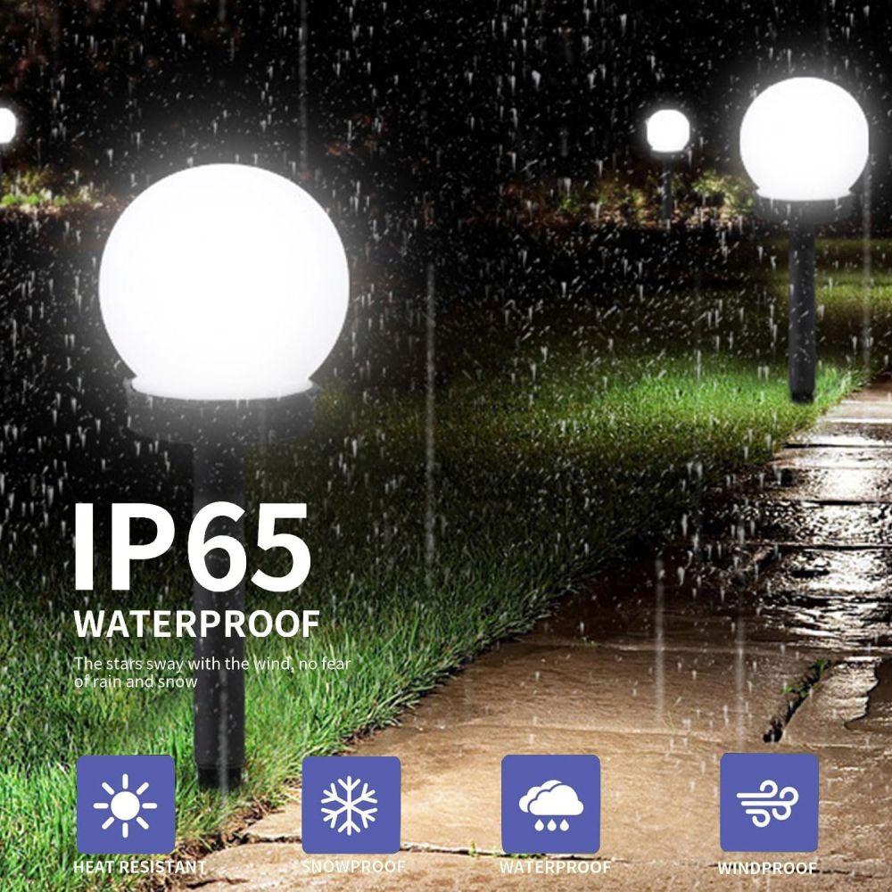 Lămpi Solare Sferice LED Alb Rece – Set 6 Buc. Exterior | YeahBoom [6]