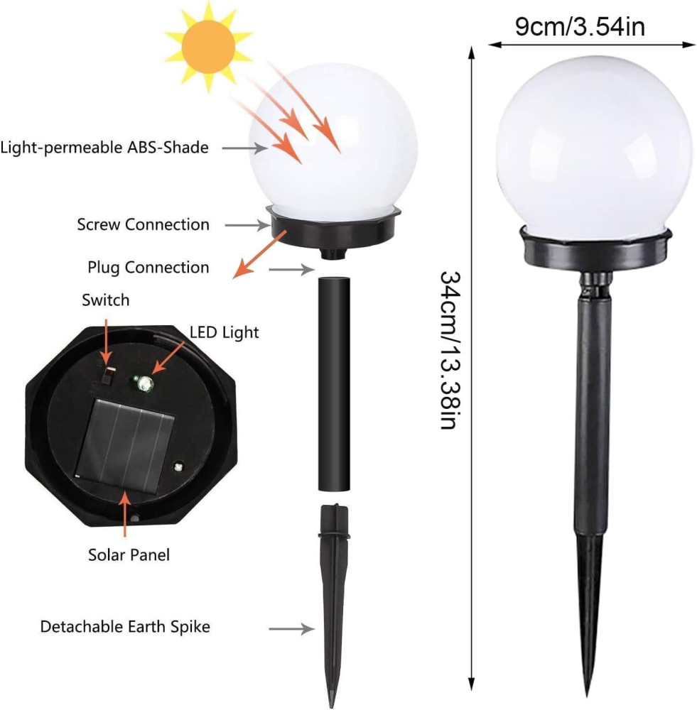 Lămpi Solare Sferice LED Alb Rece – Set 6 Buc. Exterior | YeahBoom [2]