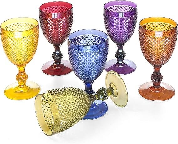 Set 6 Pahare pentru Vin Roșu Enjoy Home „Diamond”, Plastic MS, 39 cl – Rezistente la Șocuri, Compatibile cu Mașina de Spălat Vase [3]