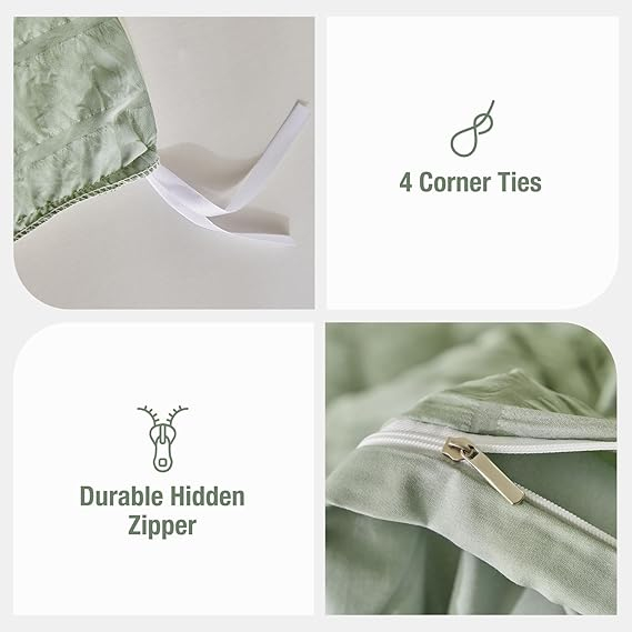 Set Lenjerie Seersucker King, Verde – Tokokimo, Moale & Călduros [2]