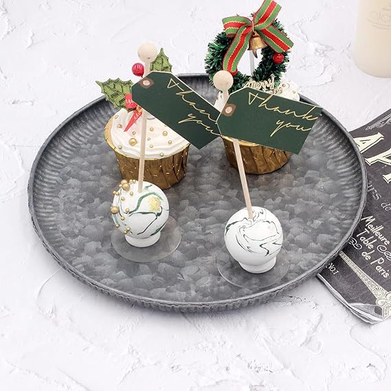 Tavă Decorativă Rotundă 25 cm – Metal Galvanizat, Margini Ondulate, Funerom [2]