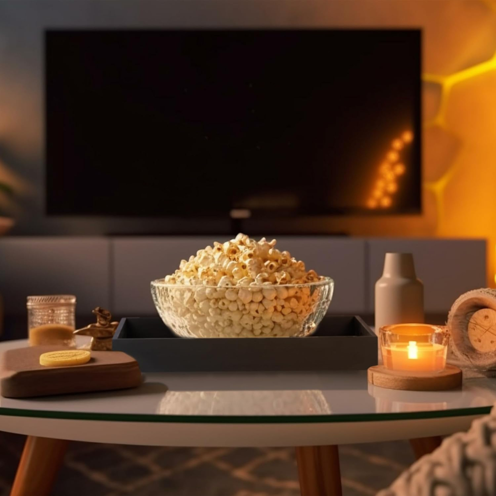 Tavă Servire Bambus & MDF Relaxdays – 40.5×28 cm, Margine Înaltă, Negru/Natural [2]