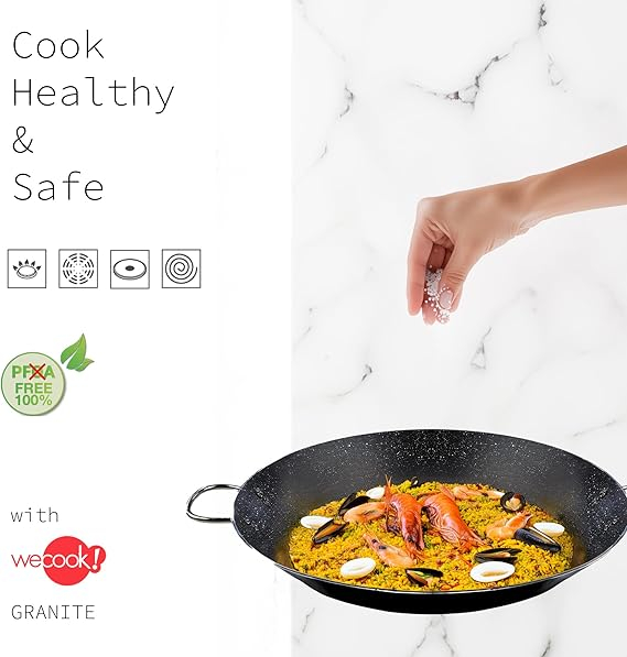 Tigaie Paella WECOOK! Granite Induction, 34 cm, pentru 6 Porții – Aluminiu, Strat Antiaderent Xylan Plus fără PFOA, 3 mm, Compatibilă cu Toate Tipurile de Plite [3]