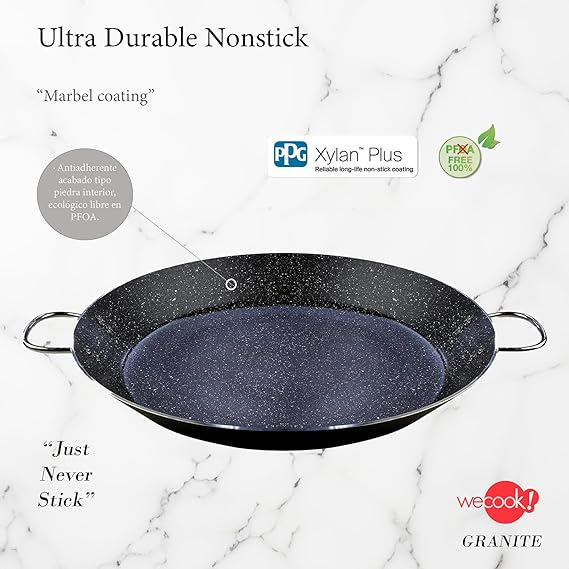 Tigaie Paella WECOOK! Granite Induction, 34 cm, pentru 6 Porții – Aluminiu, Strat Antiaderent Xylan Plus fără PFOA, 3 mm, Compatibilă cu Toate Tipurile de Plite [2]