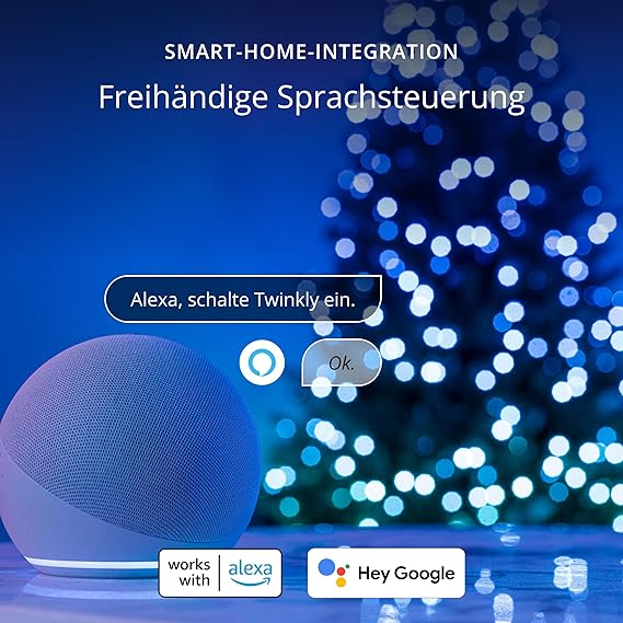 Ghirlandă LED 400 RGB + Alb Cald Pur 32 m,, Twinkly Strings,  Control prin App, Interior/Exterior, Negru [3]