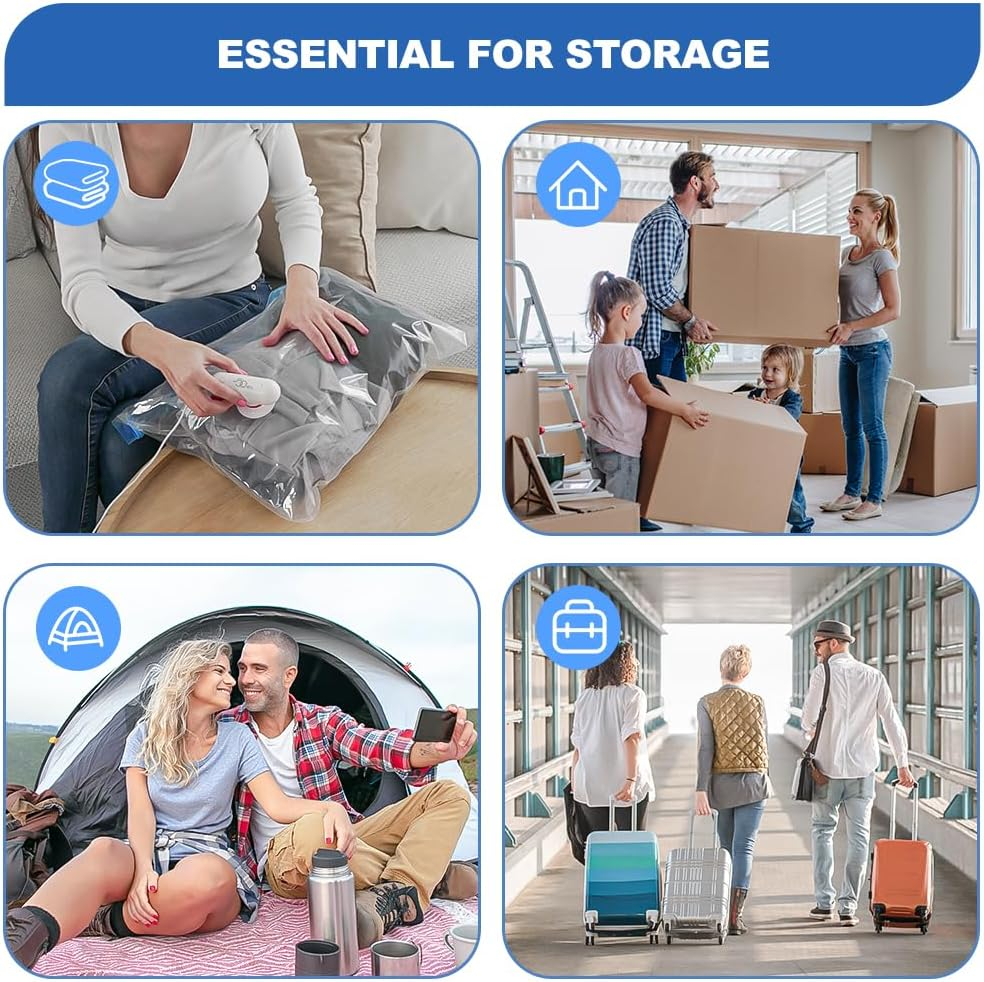 Set 9 pungi de vidat reutilizabile pentru haine, cu pompă electrică USB – economisire spațiu, mărimi diferite – Vacbird [2]